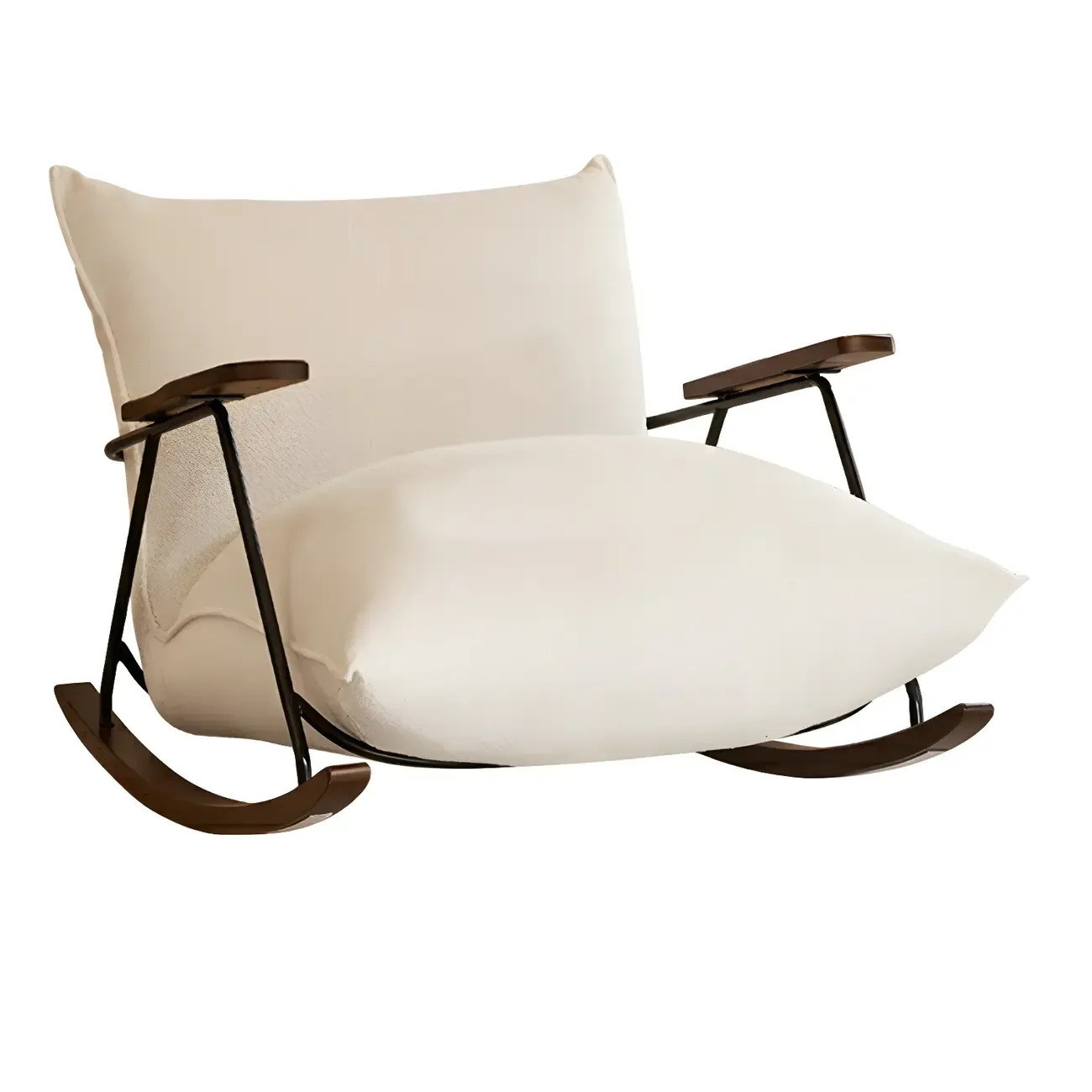 Modern Upholstered Rocking Chair with Spindle Back in Beige