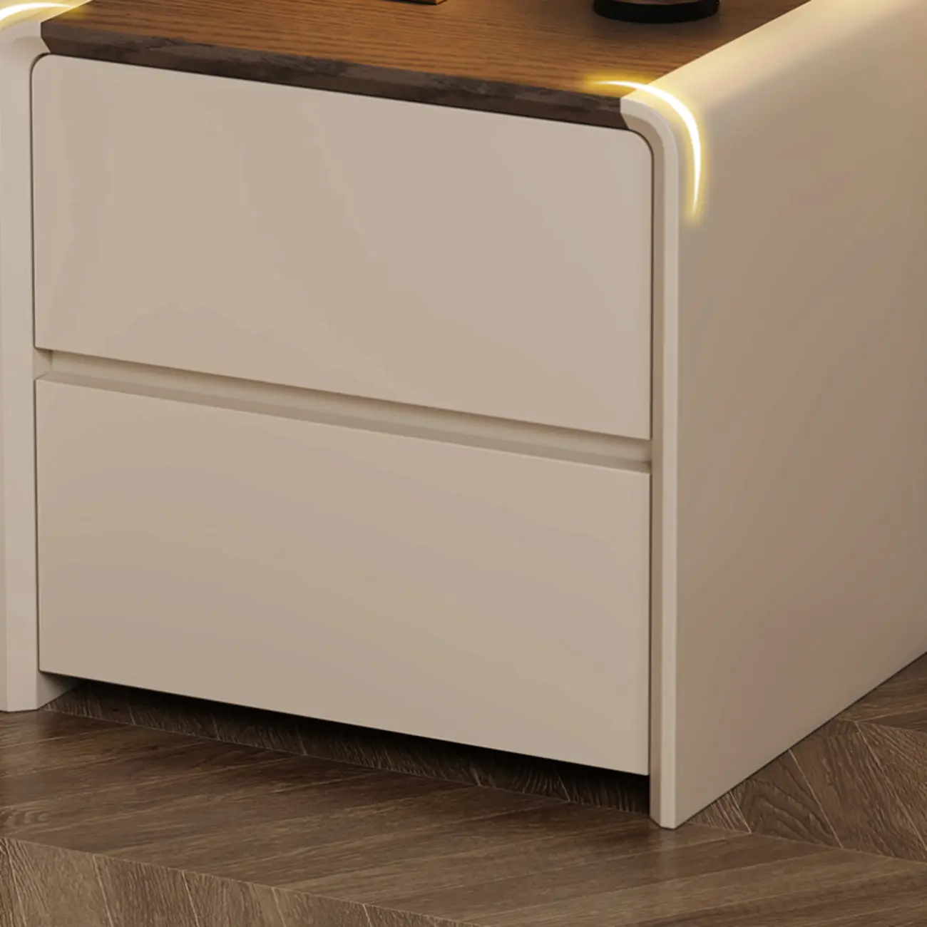 Versatile Modern Faux Leather Wooden Nightstand