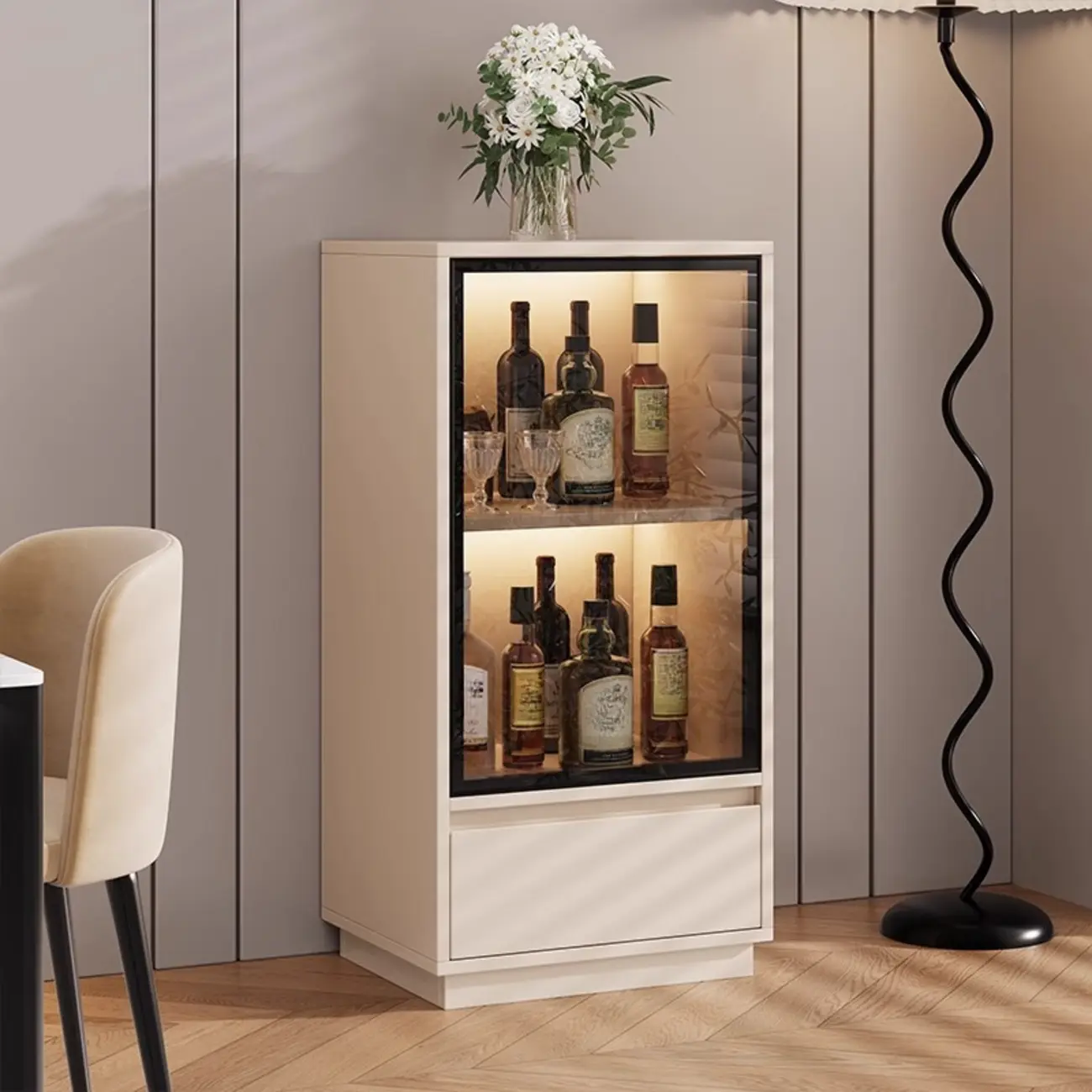 Standard Manufactured Wood Display Stand with Drawer