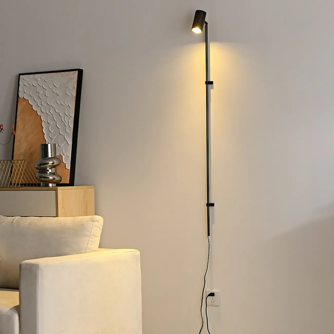 Industrial Black Plug In Wall Sconce with Adjustable Head