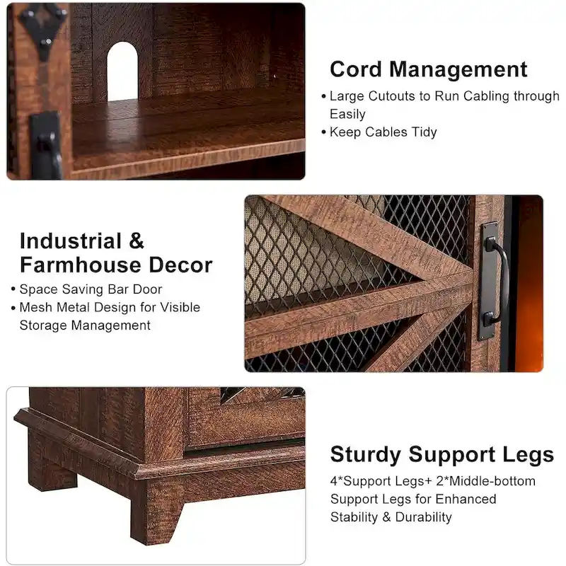 Farmhouse Fireplace TV Stand, Entertainment Center, TV Console