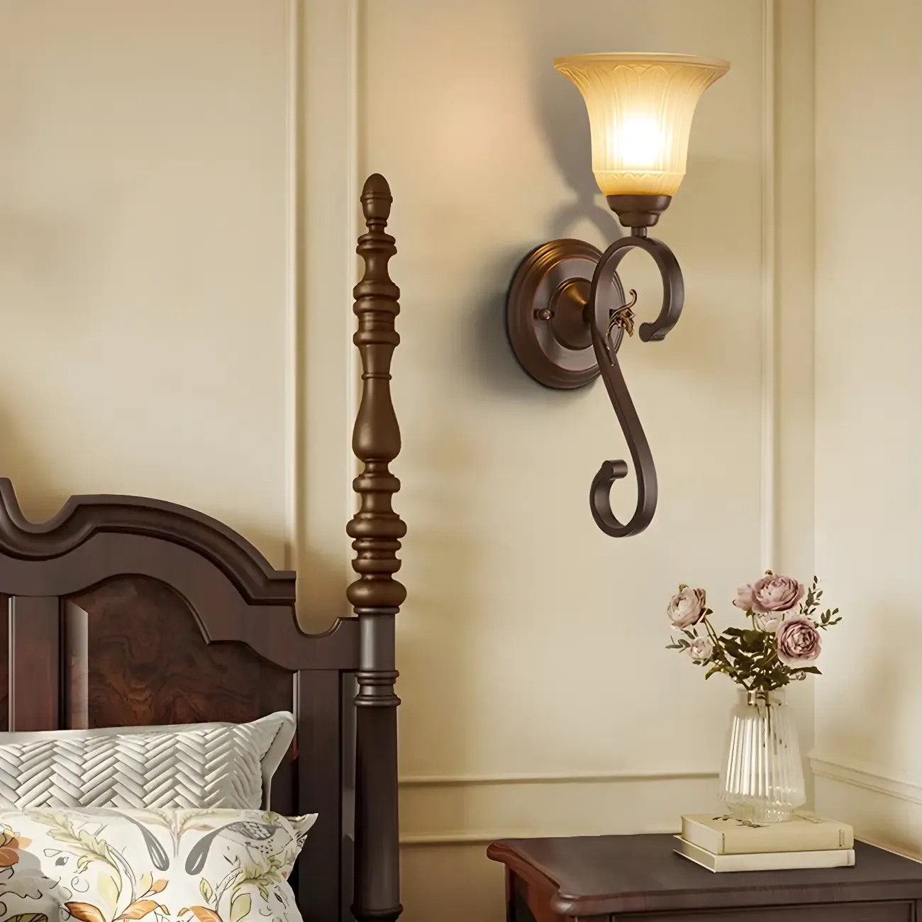 Modern Metal LED Wall Sconce Fixture with Glass Shade