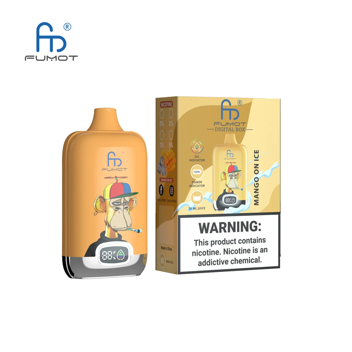 Fumot Digital Box 12000 Mango On Ice – Einweg-Vape mit Einzelverpackung