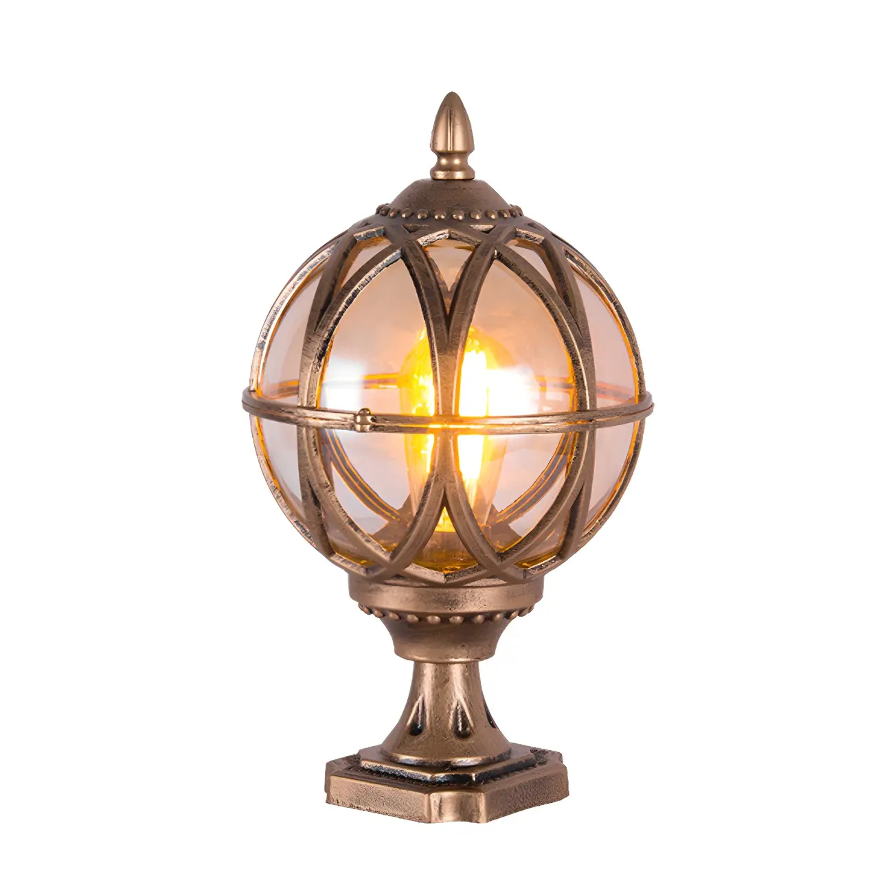 Retro Metal Glass Globe Post Cap Light