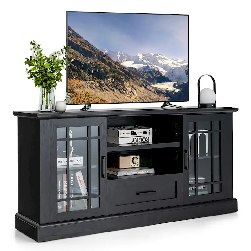 Farmhouse TV Stand for TVs up to 70 Media Center w/ Glass