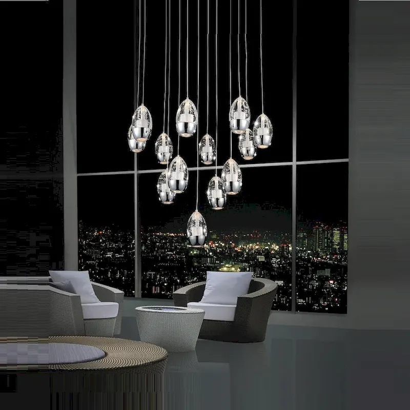 Giuseppe Lighting 5628P34ST2O LED Chandelier Milan Chrome - Exact Size