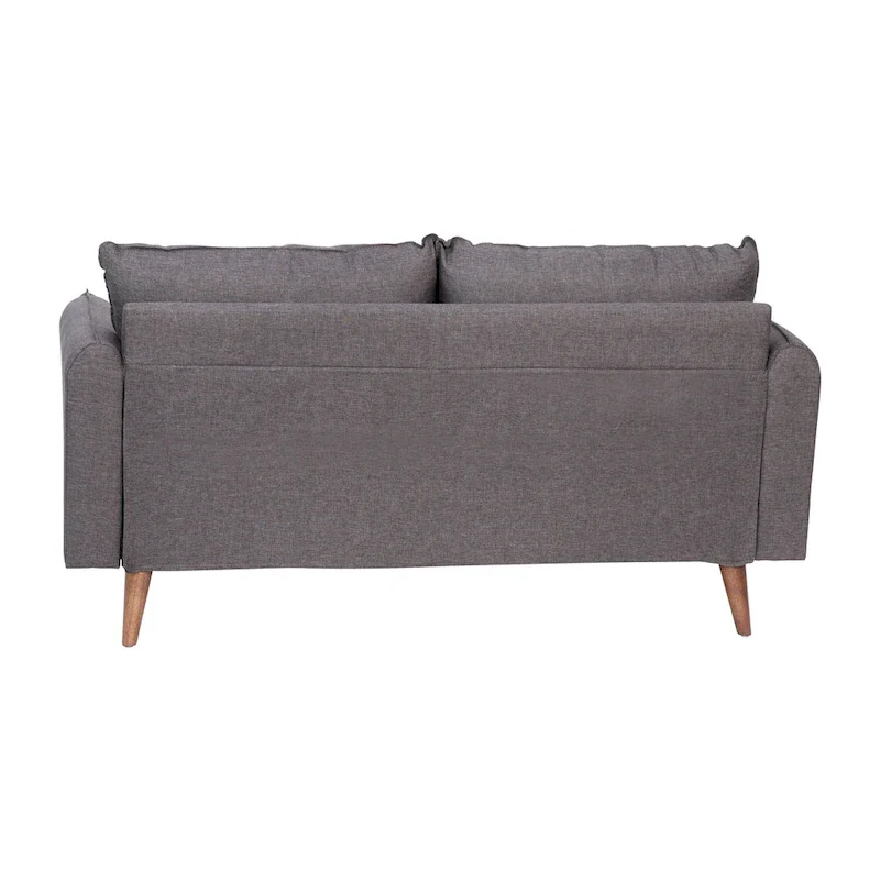 Compact Faux Linen Upholstered Loveseat with Wooden Legs