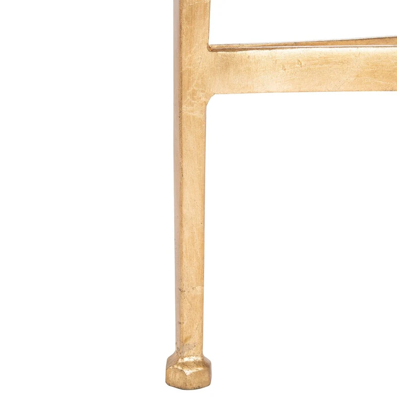 SAFAVIEH Couture Venie Round Antique Gold Glass Side Table - 27 W x 27 D x 23 H - 27Wx27Dx23H