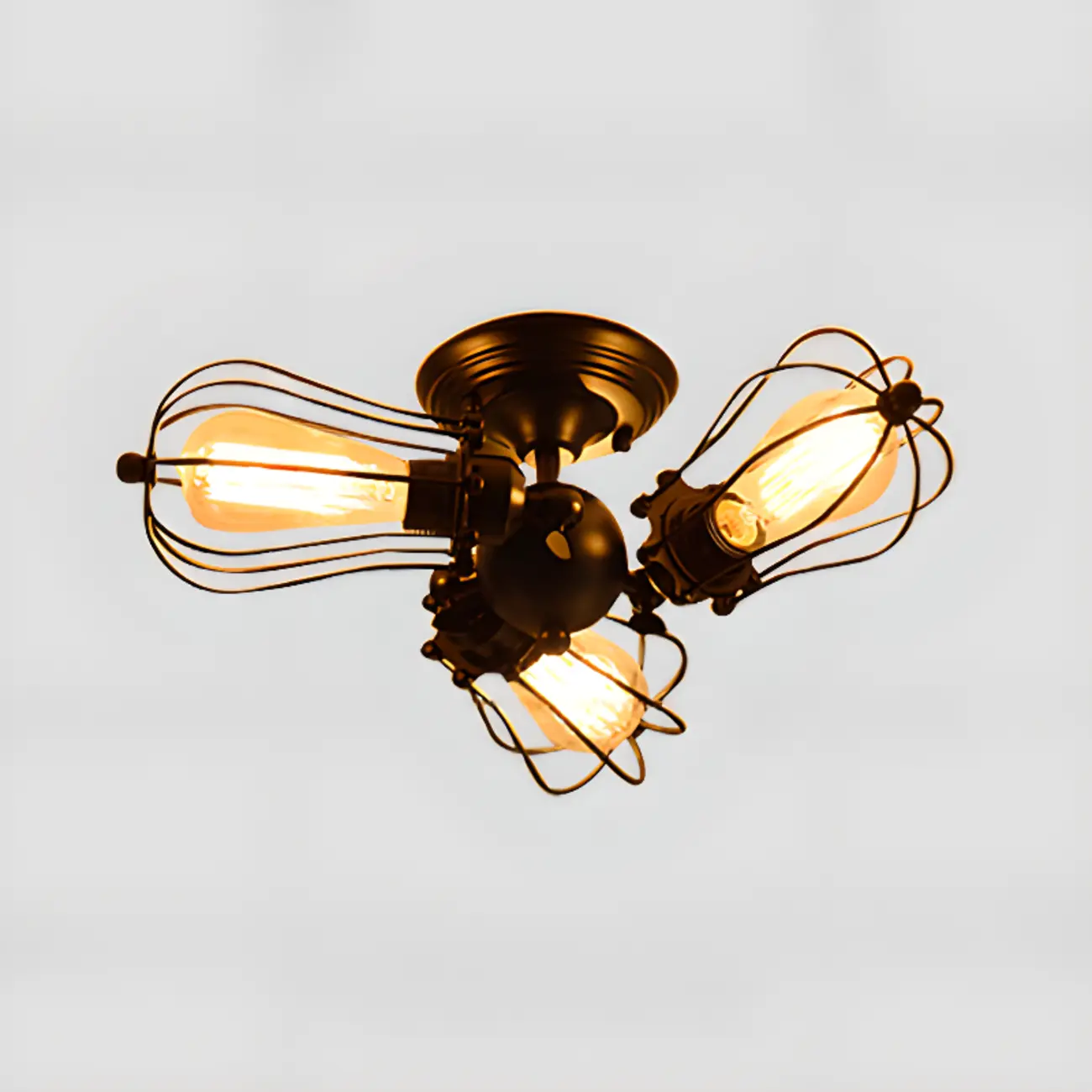 Industrial Black Metal Star Shape Semi Flush Ceiling Light