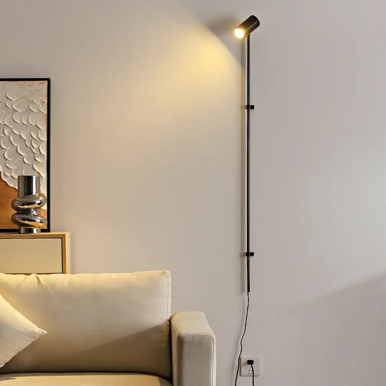 Industrial Black Plug In Wall Sconce with Adjustable Head