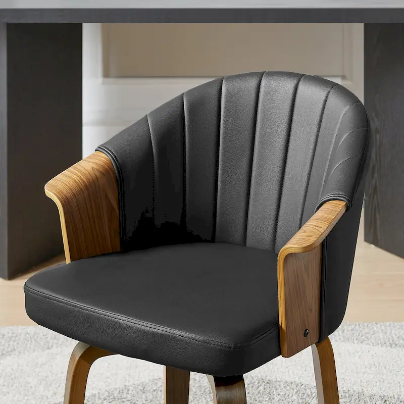 Art Leon Bentwood and PU Swivel Dining Chairs (Set of 2)