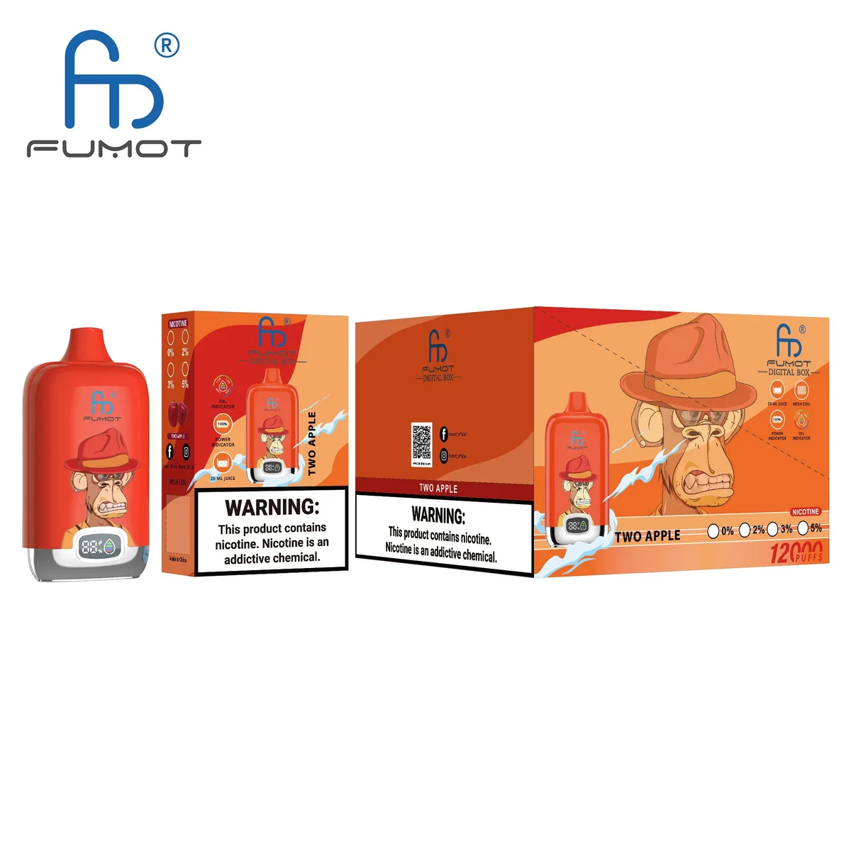 Fumot Digital Box 12000 Two Apple – 10er-Displaybox mit Einweg-Vape und Einzelpackung