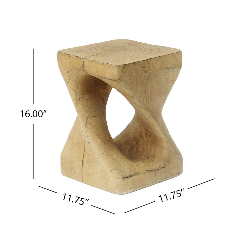 MGO Twist Shape Side Table, Wood-like Texture