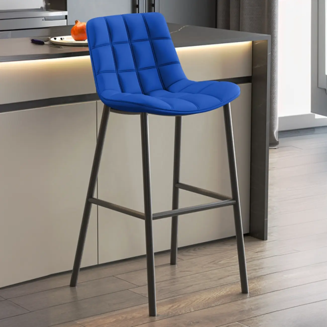 Concave Modern Low Back Leather Counter Bar Stools