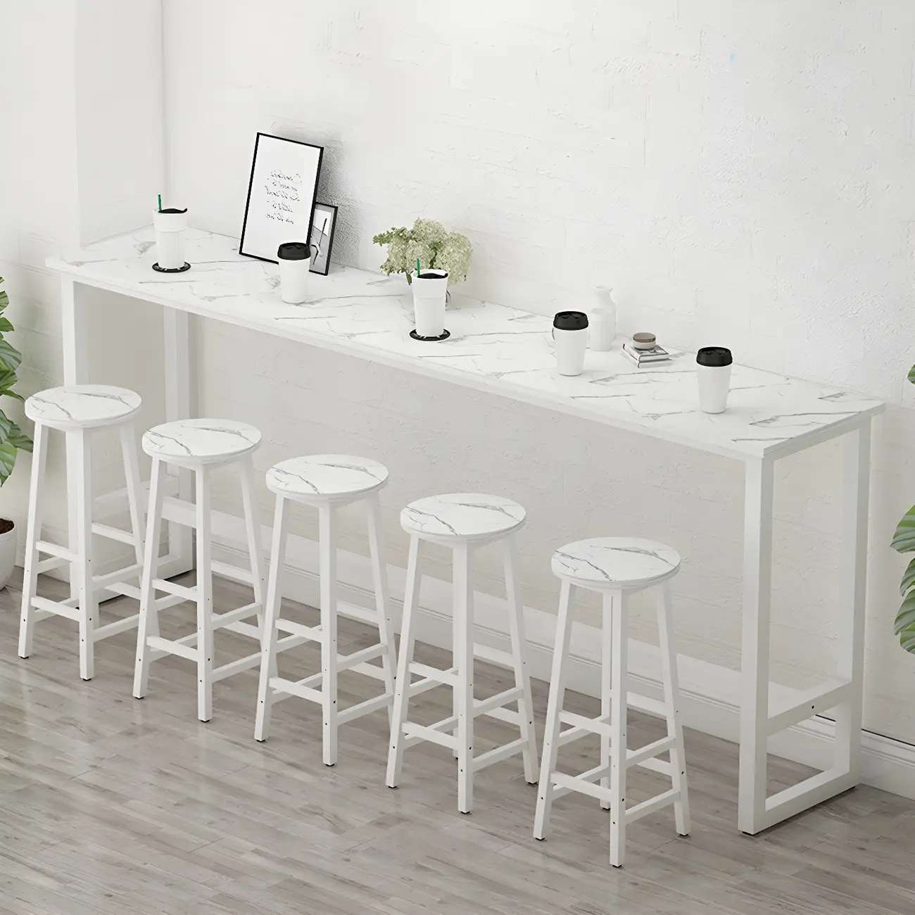 Rectangular Tall Wood Metal Base Bar Table Black