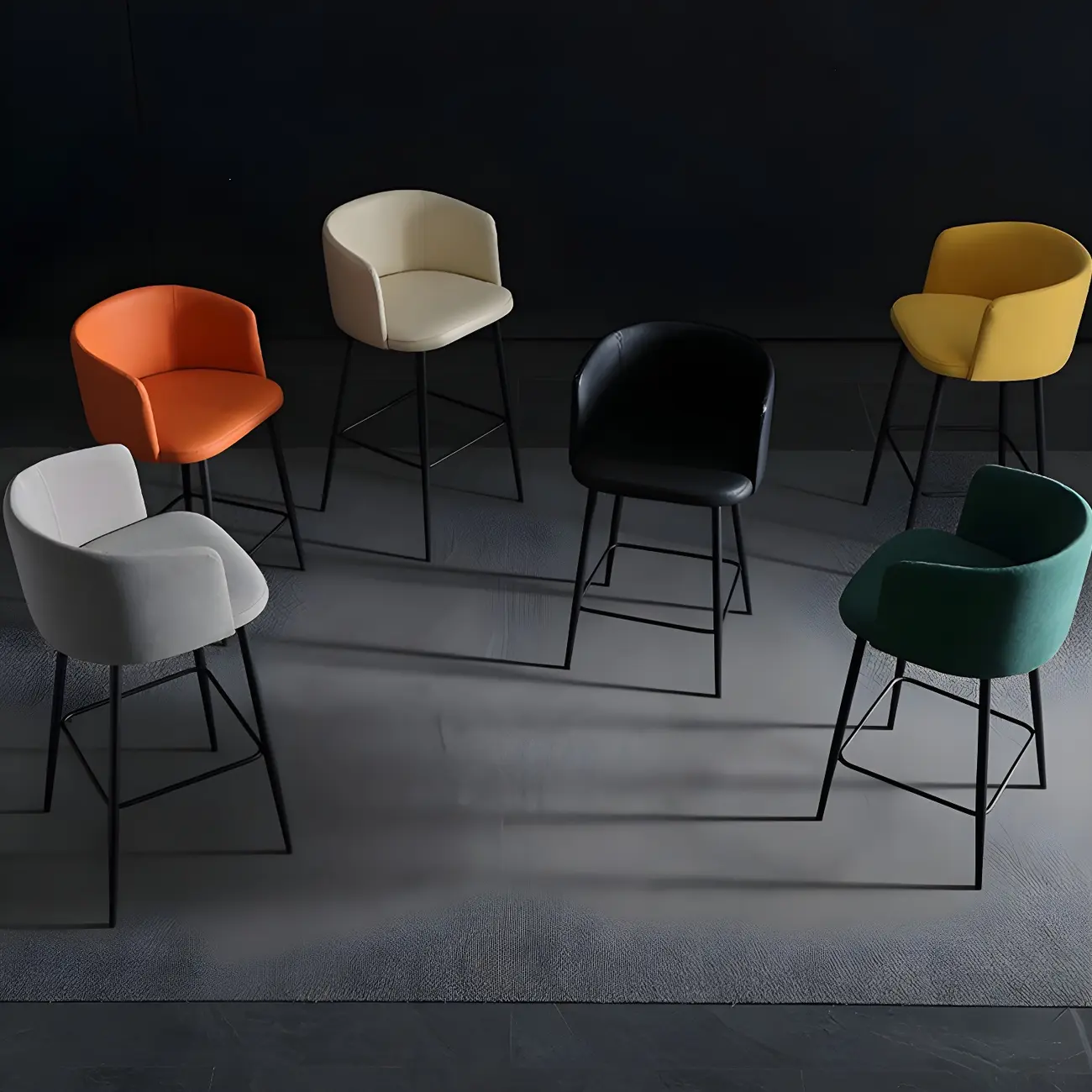 Bucket Faux Leather Wingback Counter Height Bar Stools