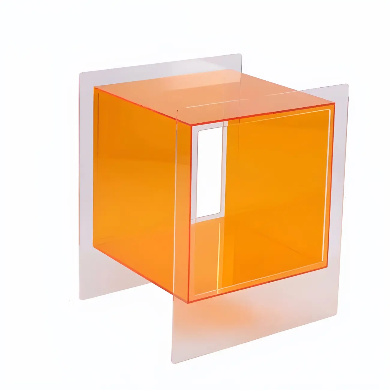 Modish Transparent Acrylic Nightstand with Open Shelf & Wheels