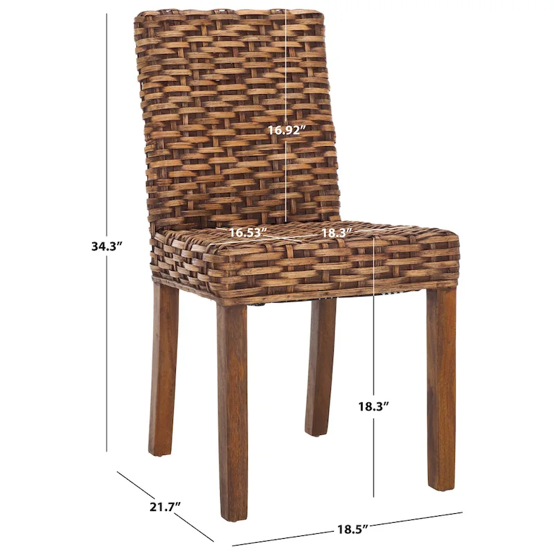 SAFAVIEH Luana Dining Unfinished Natural Wicker Dining Chair (Set of 2) - 19 x 22.5 x 34.5 - 19W x 23D x 35H
