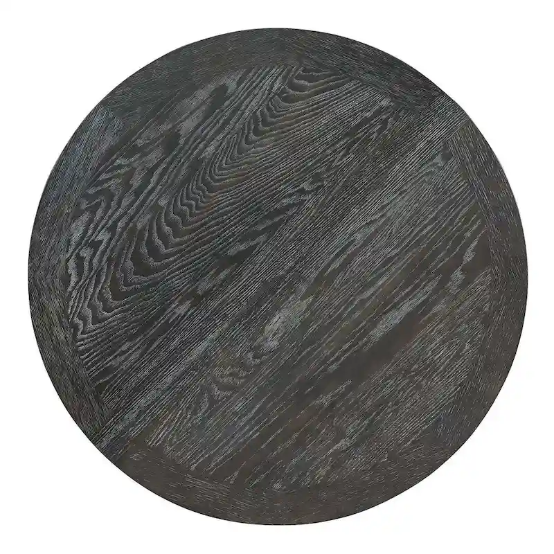 Wooden Round Drop Leaf Extendable Dining Table Set with 4 Upholstered Chairs