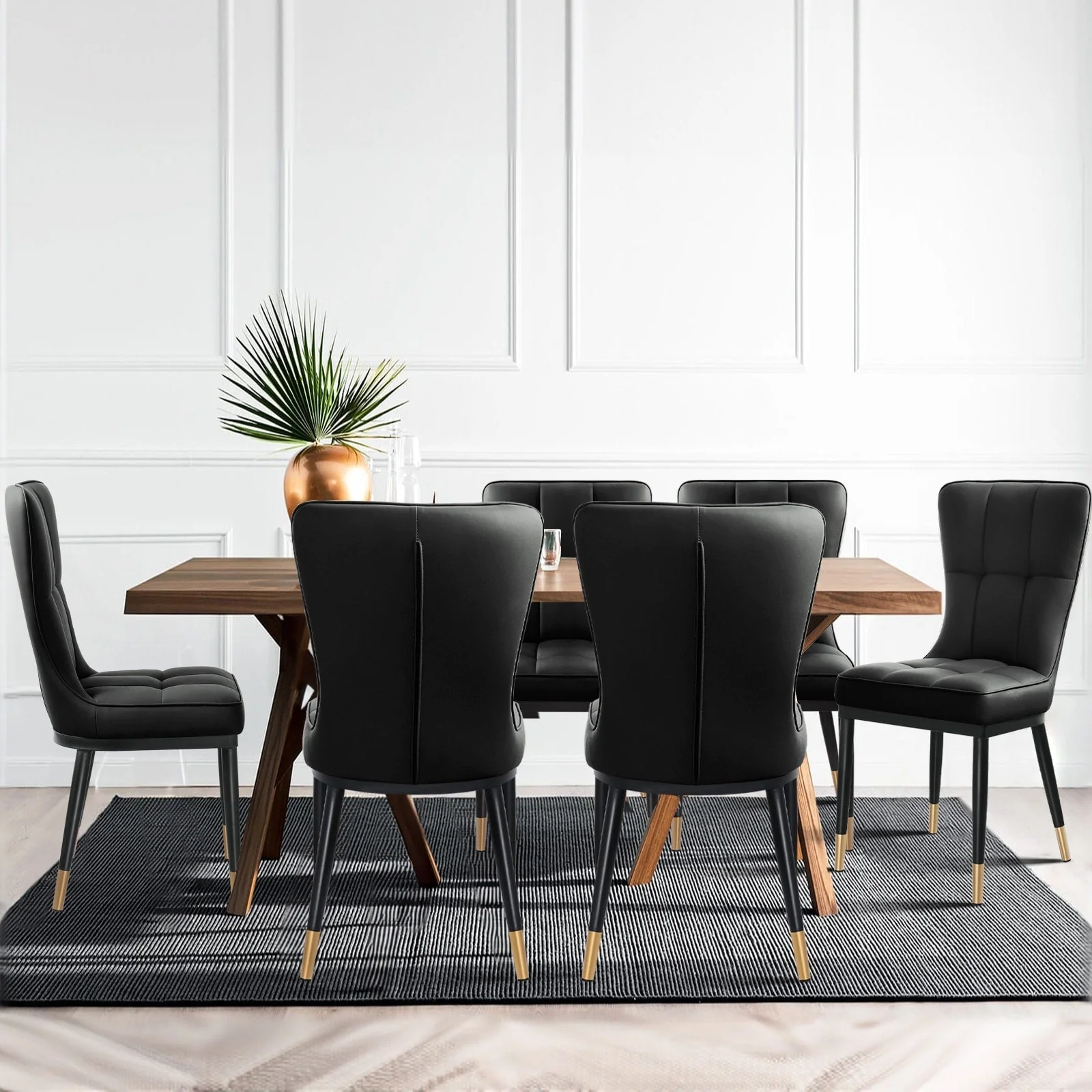Faux Leather Upholstered Dining Chairs Set of 2/4