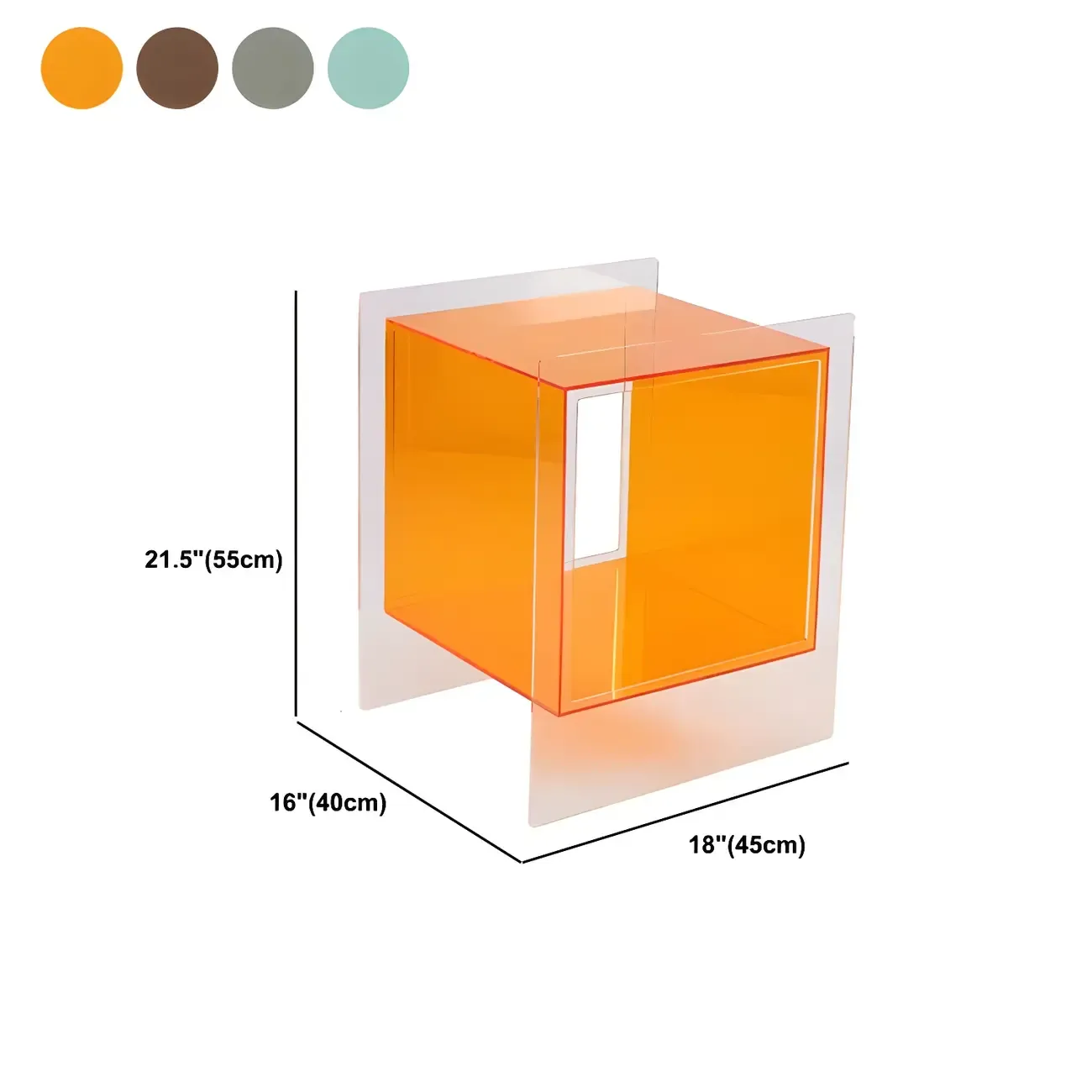 Modish Transparent Acrylic Nightstand with Open Shelf & Wheels