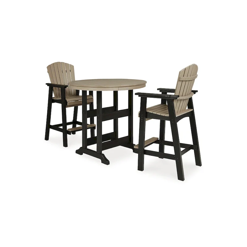 Signature Design by Ashley Fairen Trail Black/Driftwood 3-Piece Outdoor Dining Package - 45.13 W x 45.13 D x 42 H