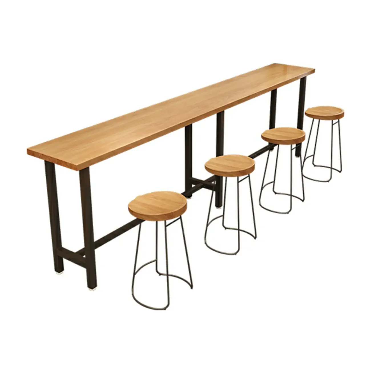 Antique Solid Wood Trestle Base Pub Table