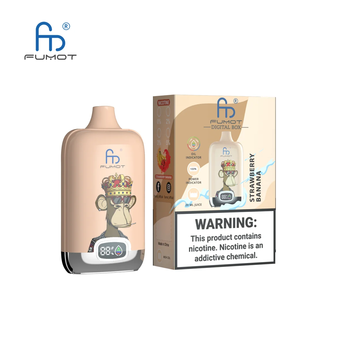 Fumot Digital Box 12000 Strawberry Banana – Einweg-Vape mit Einzelverpackung