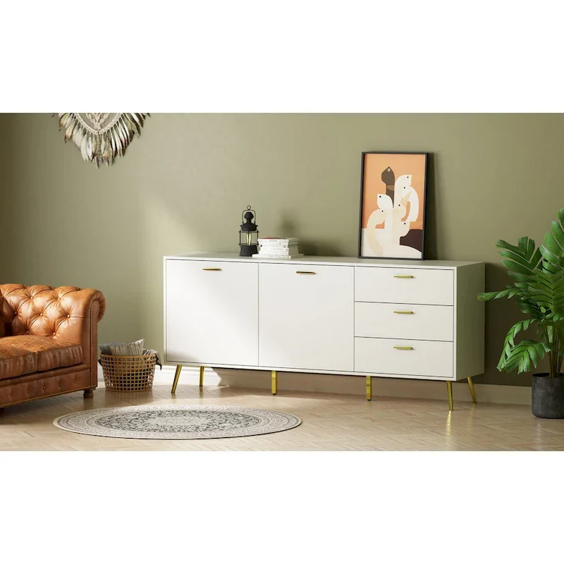 3 Drawer 69 W Chest&Dresser With Metal Handles&Legs