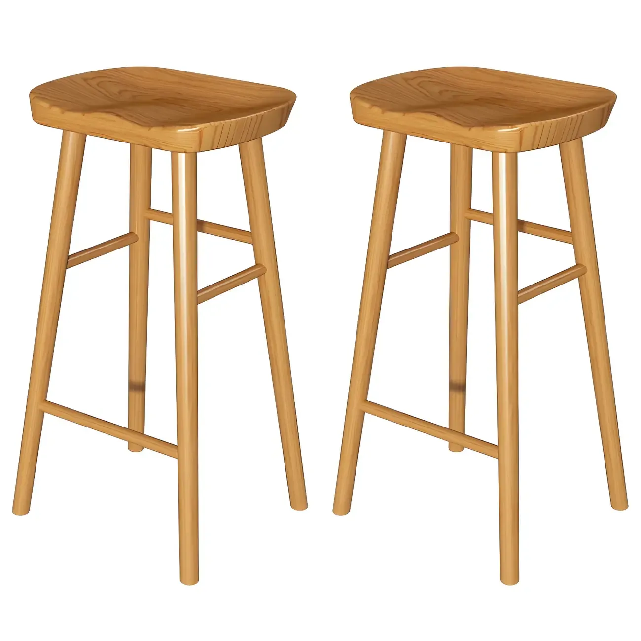 Modern Brown Bar Set with Wood Seating and Footrest