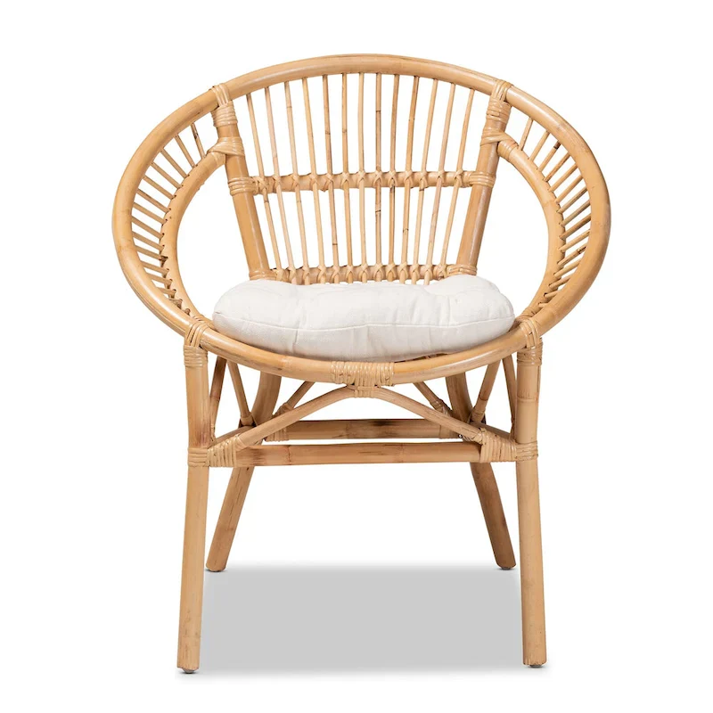Adrina Modern Bohemian Natural Brown Rattan Dining Chair