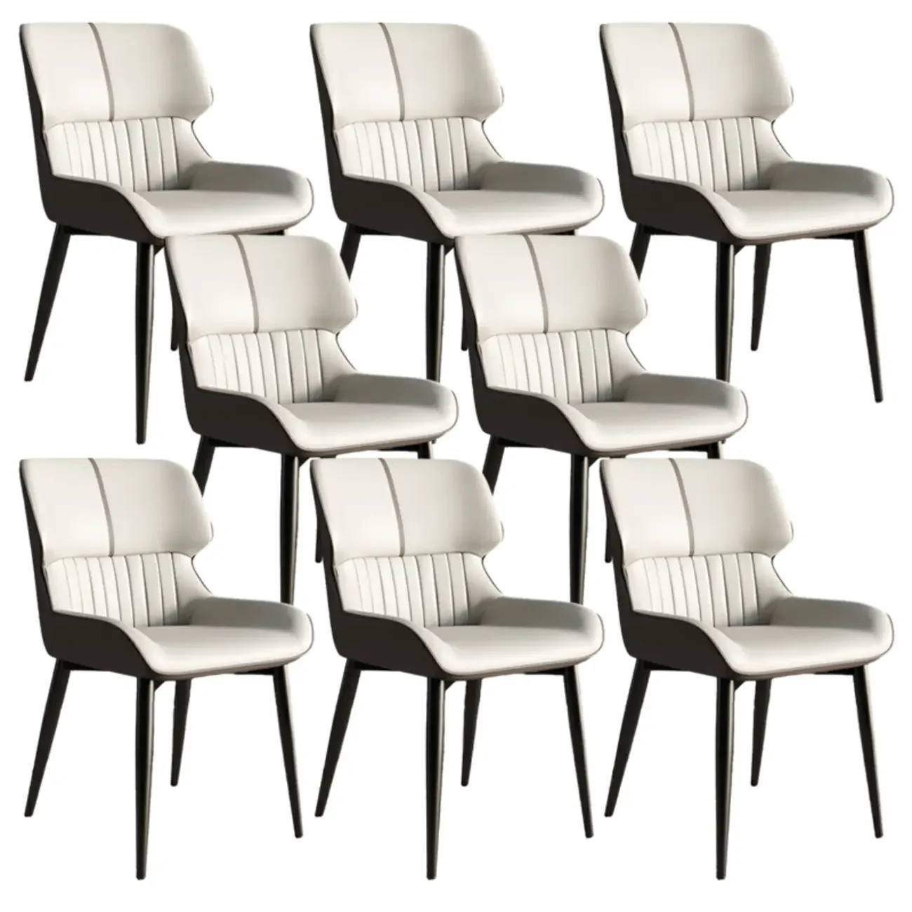 Leather Low Solid Back Armless Dining Side Chair