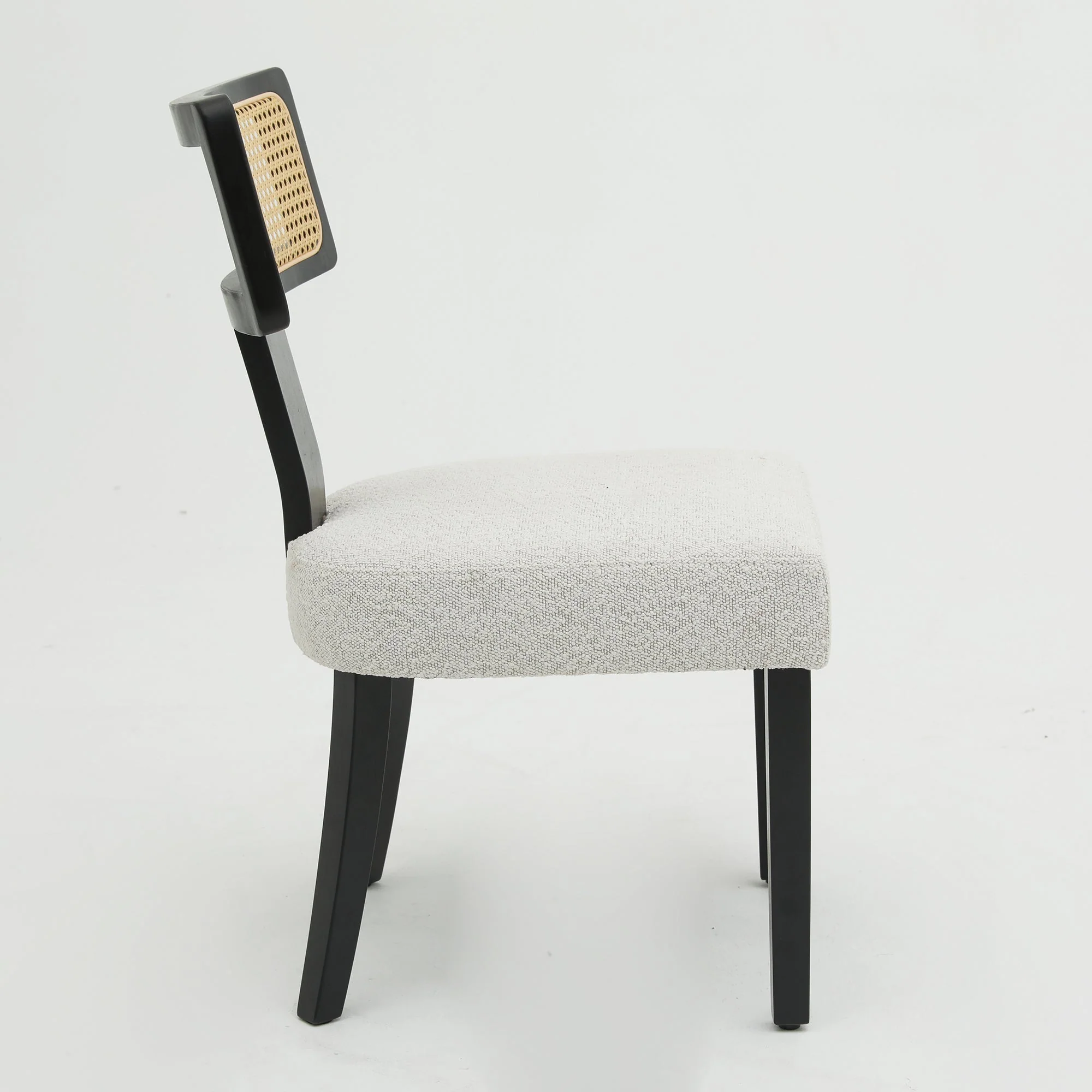 Wood and Rattan Mid Century Modern Dining Chairs Set of 2