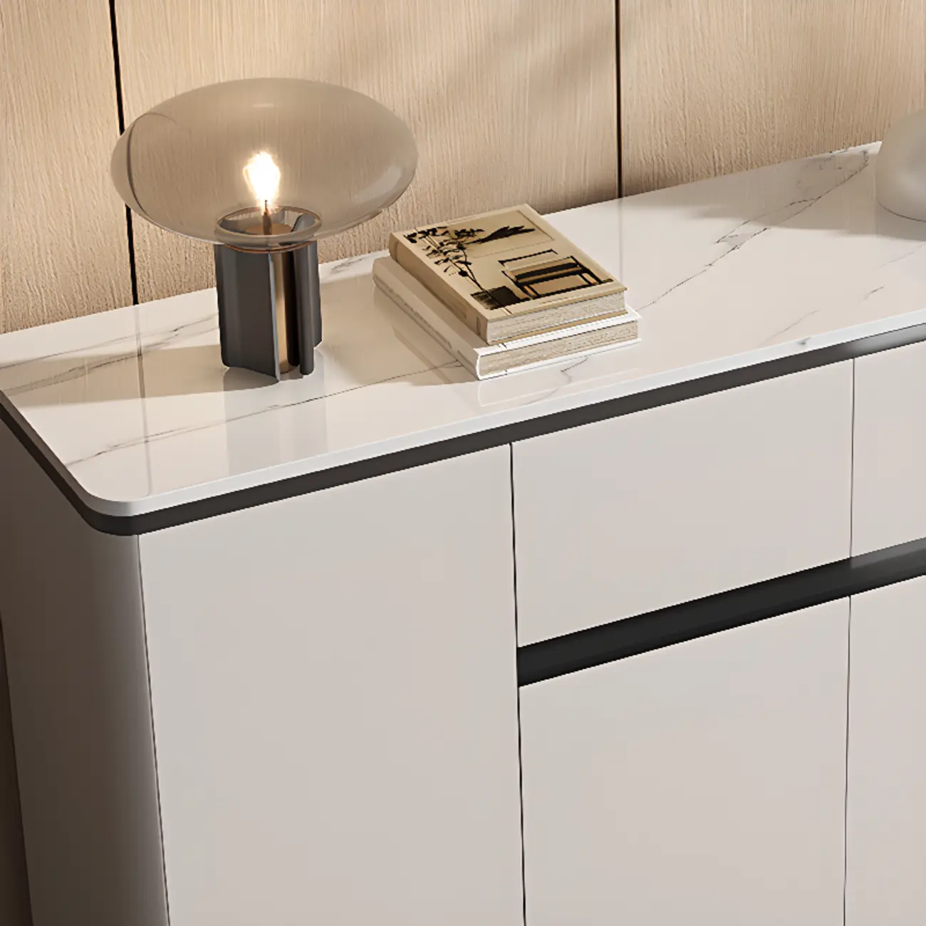 Modern Grey Sideboard with Sintered Stone Top