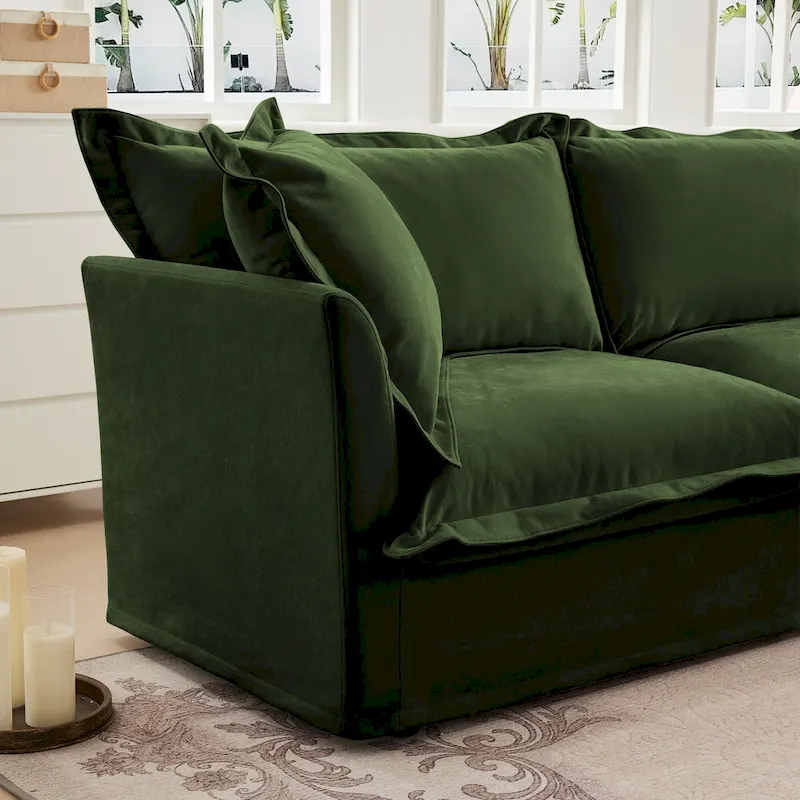 83.4 Chenille 2-Seater Sectional Sofa with Ottomans