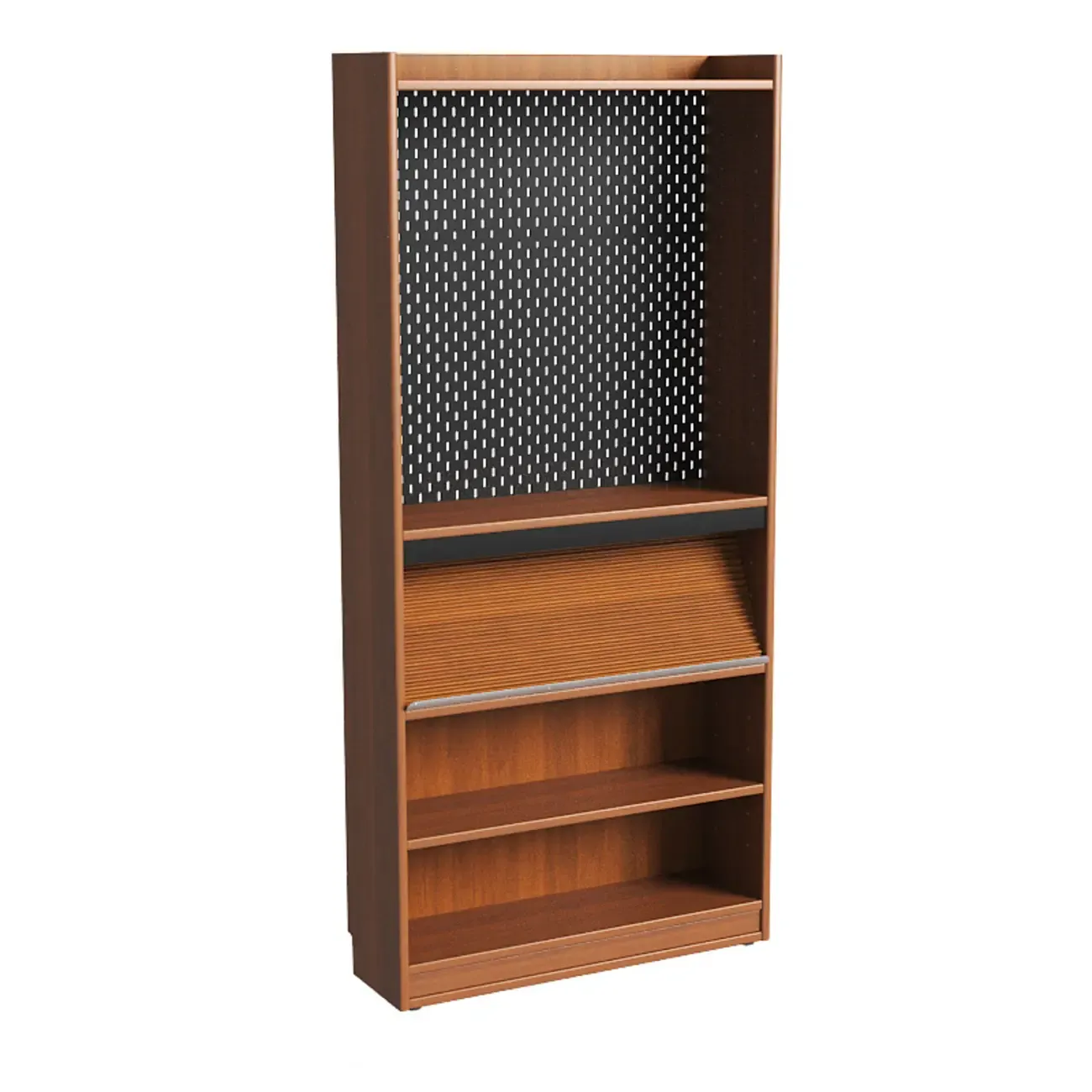 Tall Scandinavian Vertical Walnut Closed Back Wood Bookcase