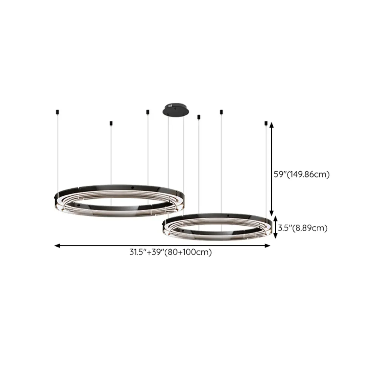 Modern LED Round Metal Chandelier with Flexible Height