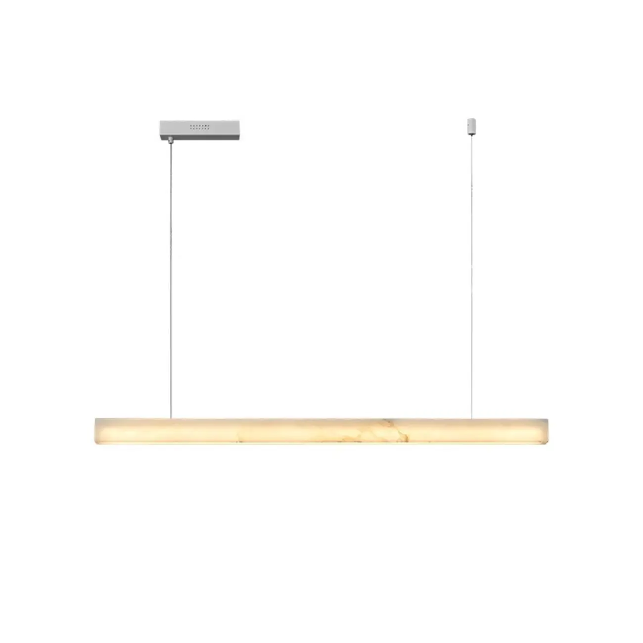 White Rectangle Stone LED Hanging Island Light