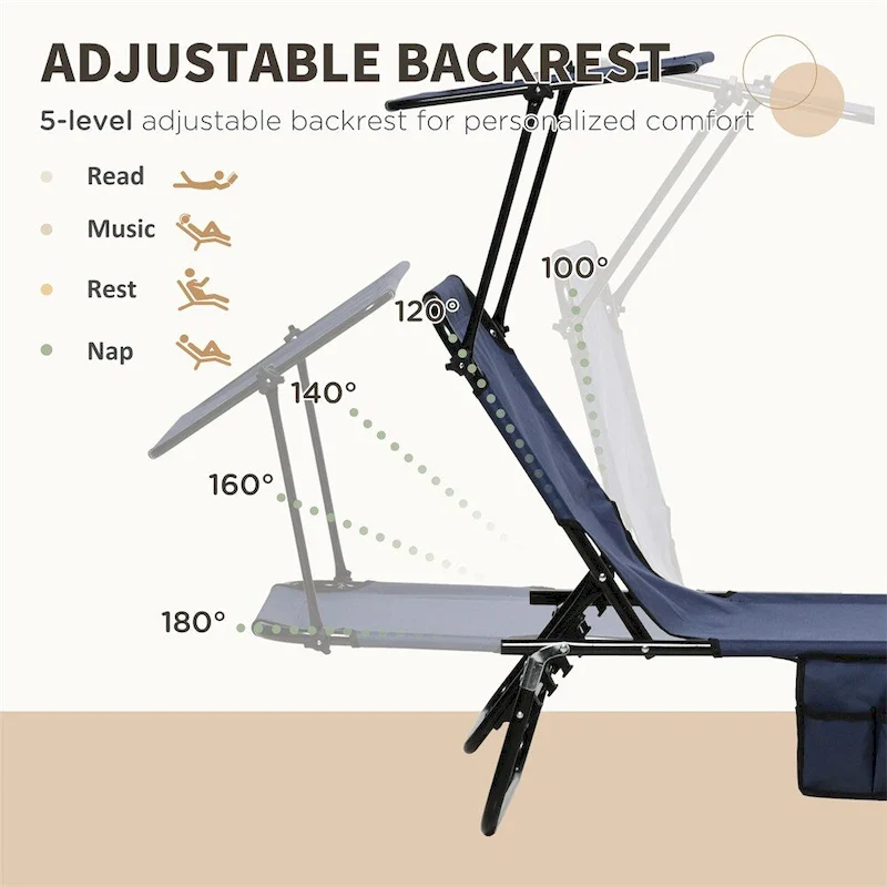 Outsunny Folding Chaise Lounge Pool Chairs,Sun Tanning Chairs,2 PCS