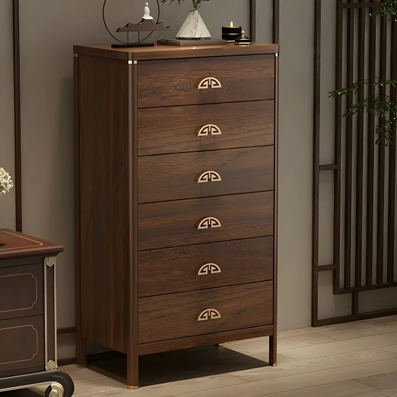 Traditional Brown Wooden Double Dresser with Soft Close Drawers