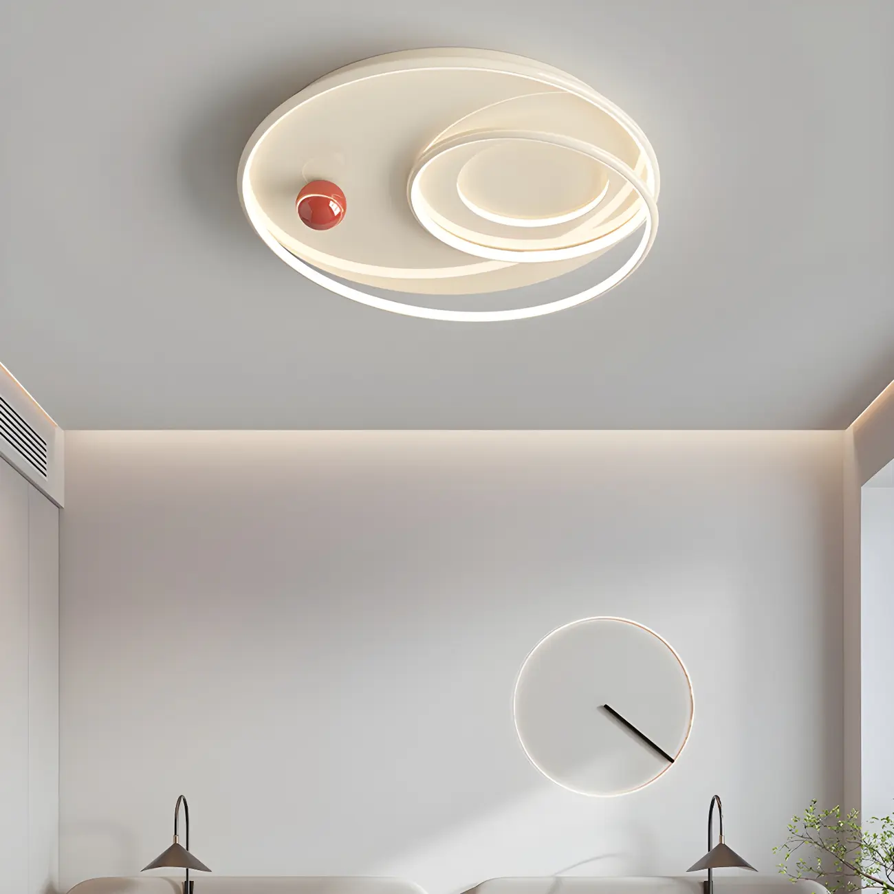 White Round Chic LED Dimmable Flush Mount Ceiling Light