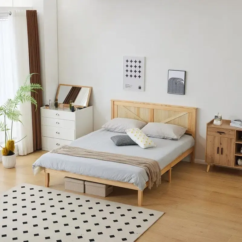 Wooden beds without footboards