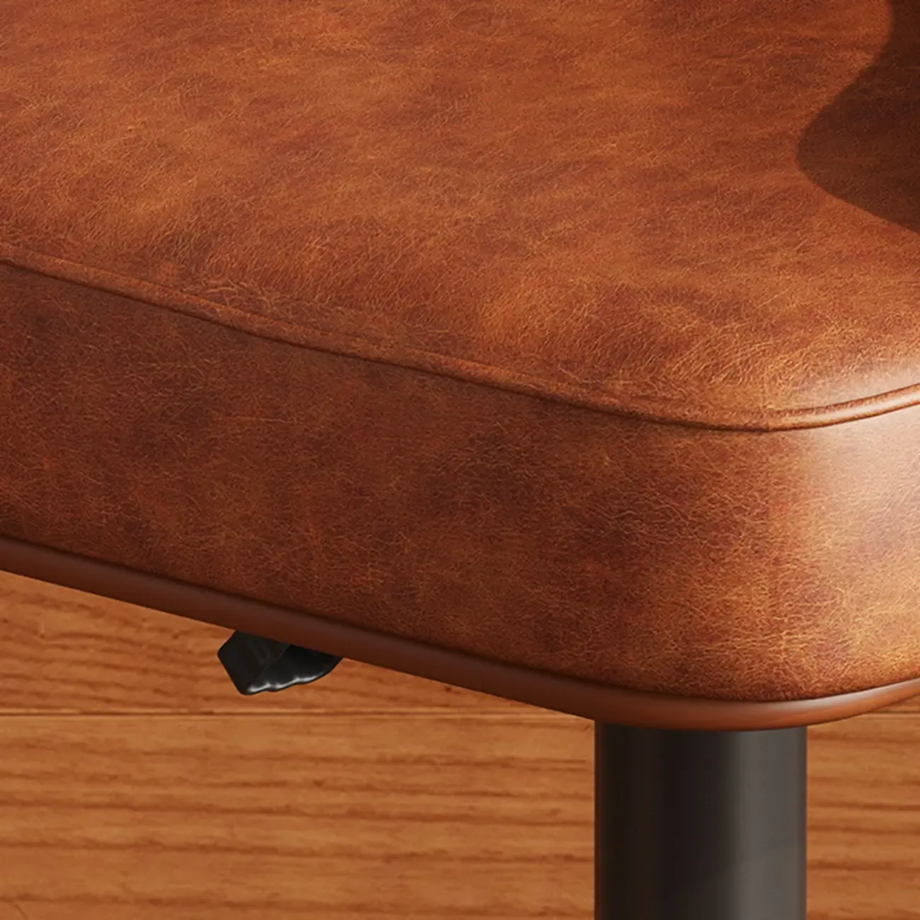 Mid-Century Modern Leather Bar Stool Swivel Adjustable Height