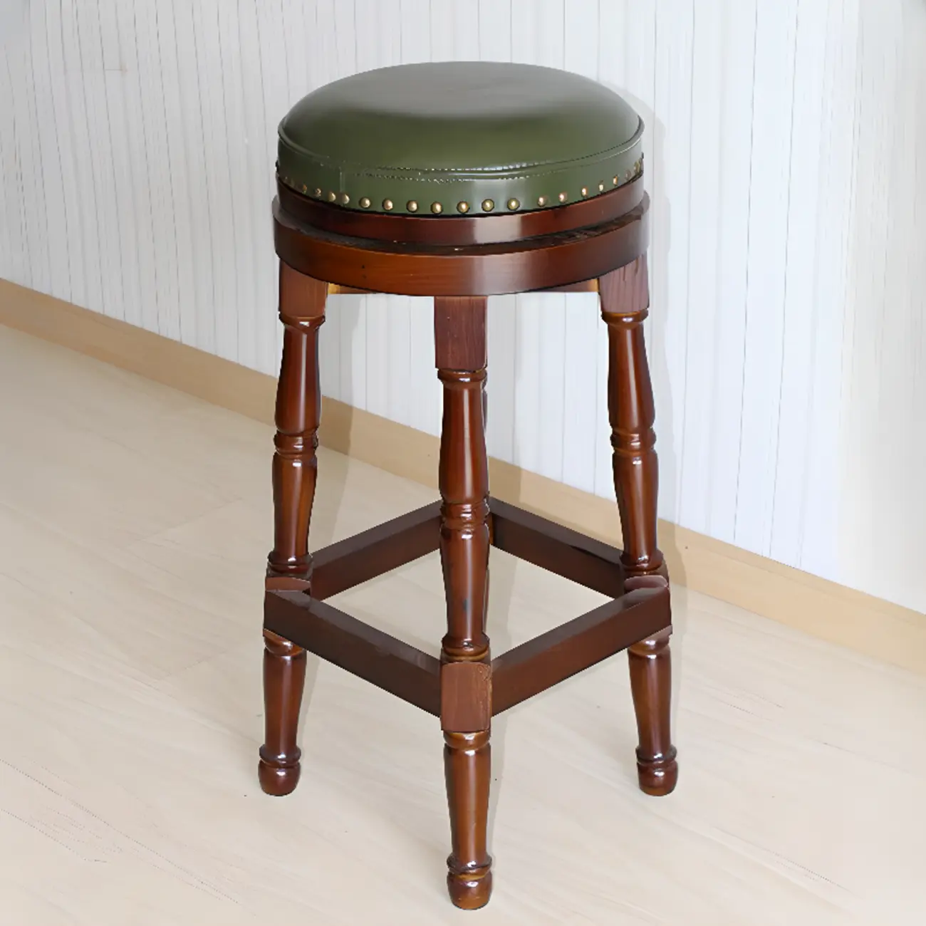 Bar Height Swivel Scandinavian Leather Bar Stools