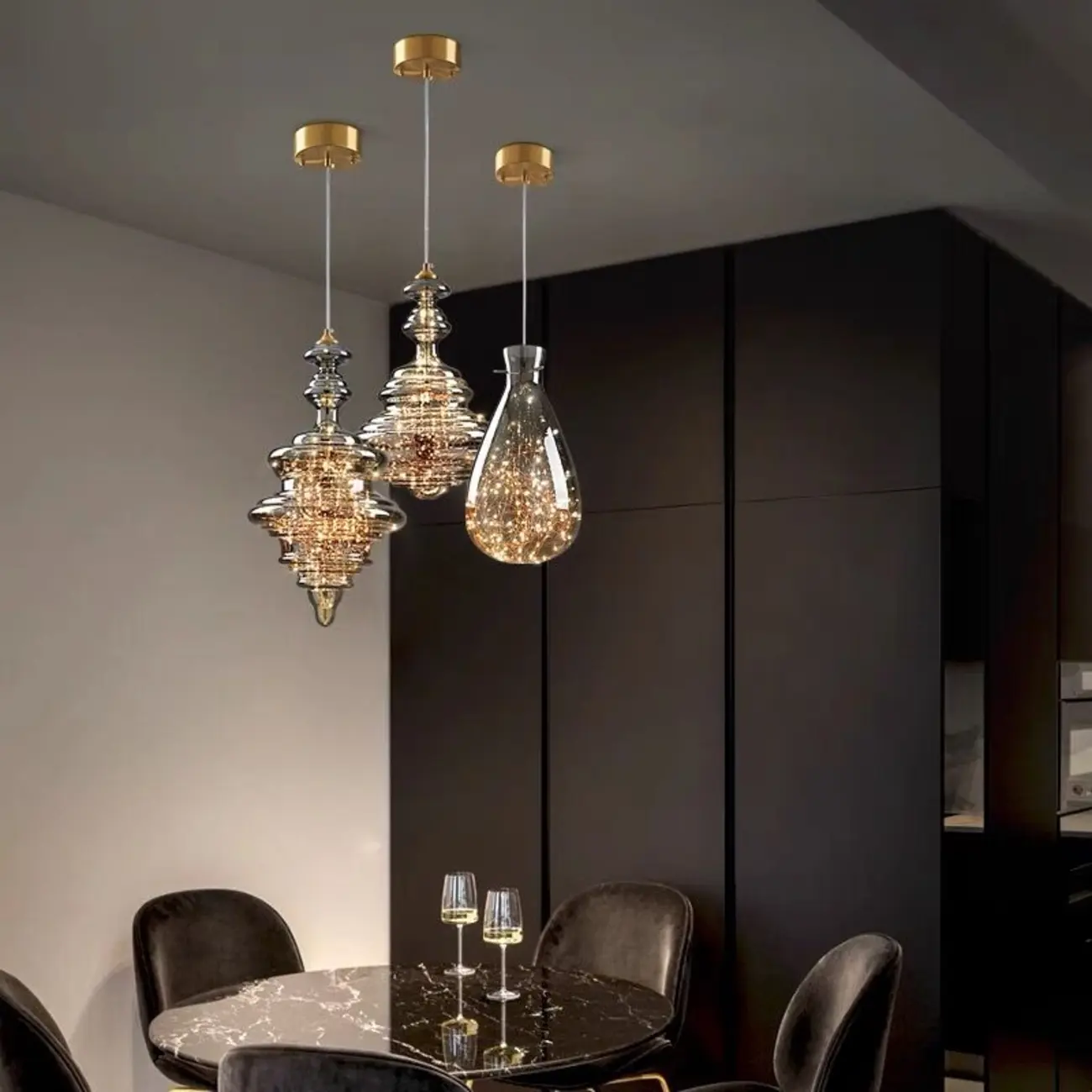 Modern Clear Glass Dining Room Pendant Light