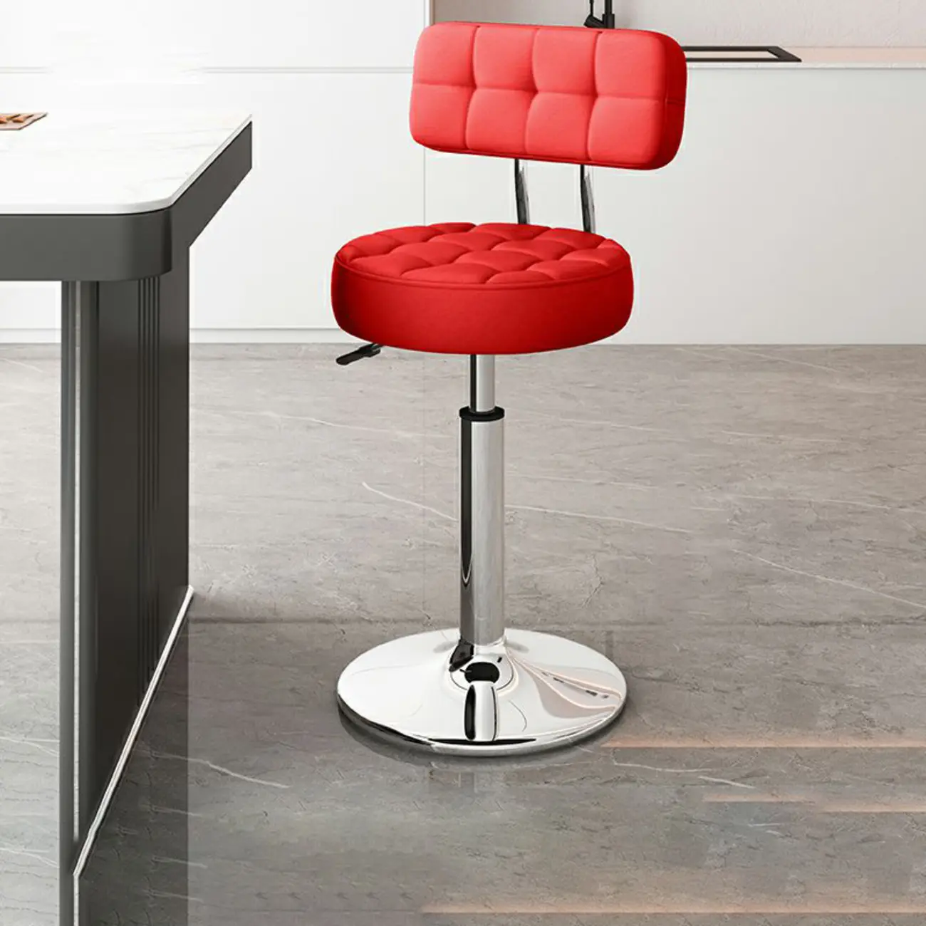 Leather Upholstered Adjustable Swivel Bar Stools