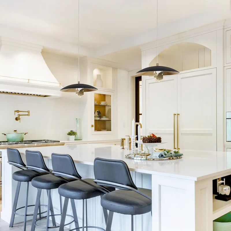 Modern LED 1-Light Crystal Pendant Light Black Gold Metal Dome Island Lights - Dia. 13.8  x H 6.3