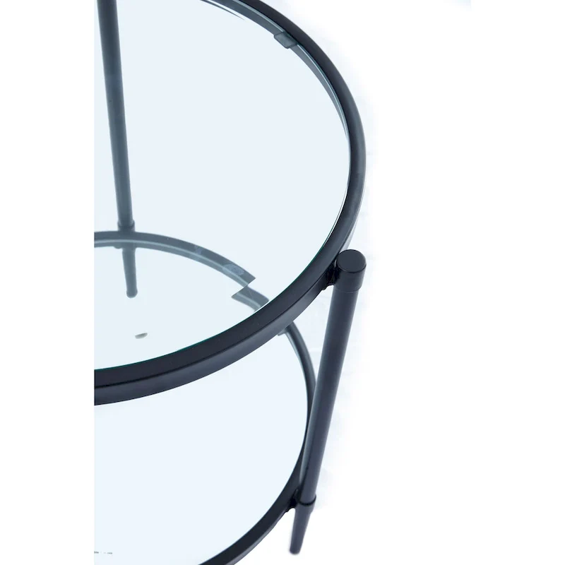 GZMR Modern Round Glass End Table Side Table with Shelf