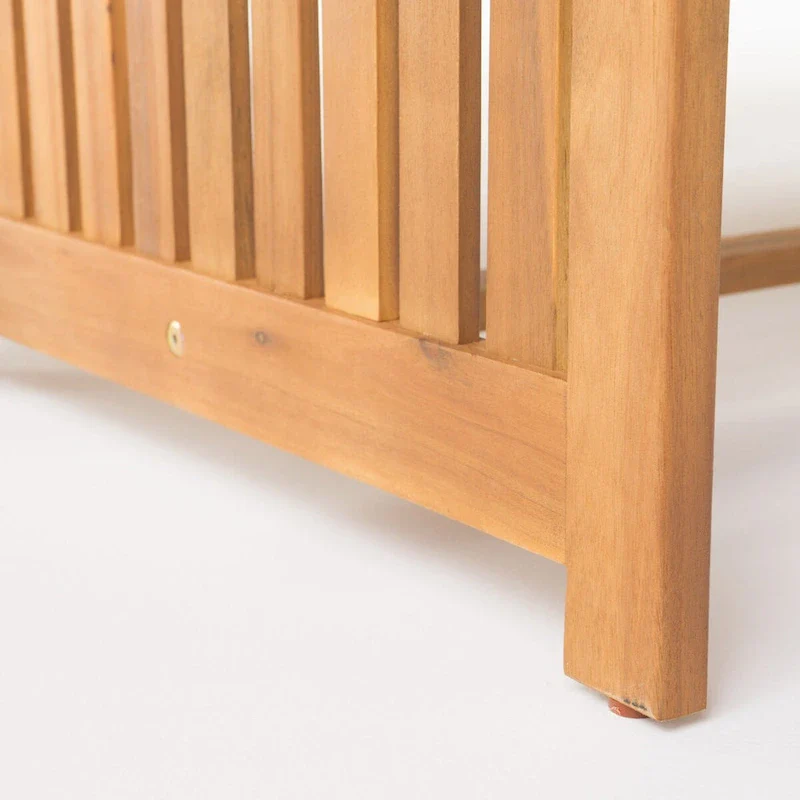 4-Piece Wood Patio Conversation Set with Acacia Wood Table and Cushions