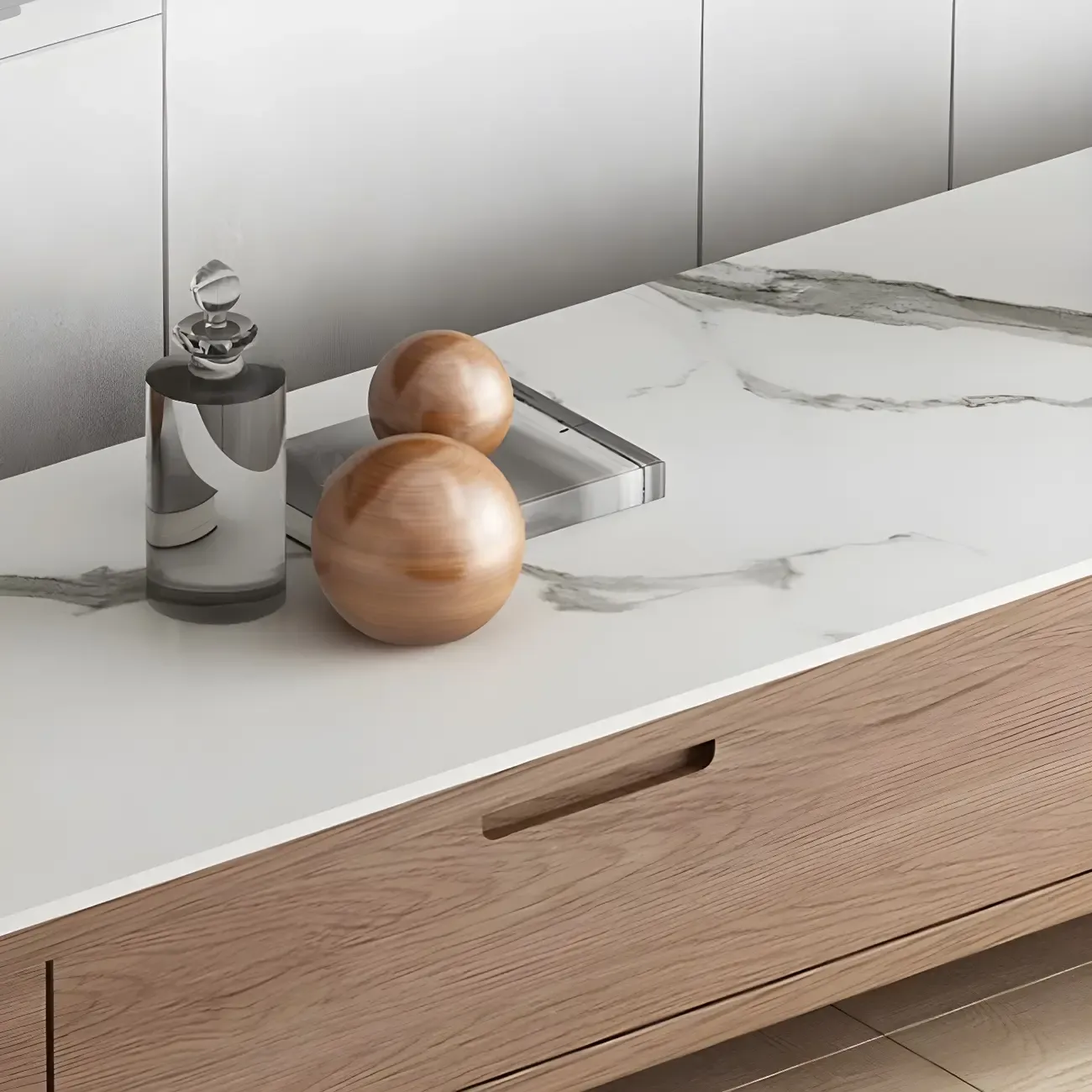 71 Brown Stone Top Cable Management TV Stand with Drawers